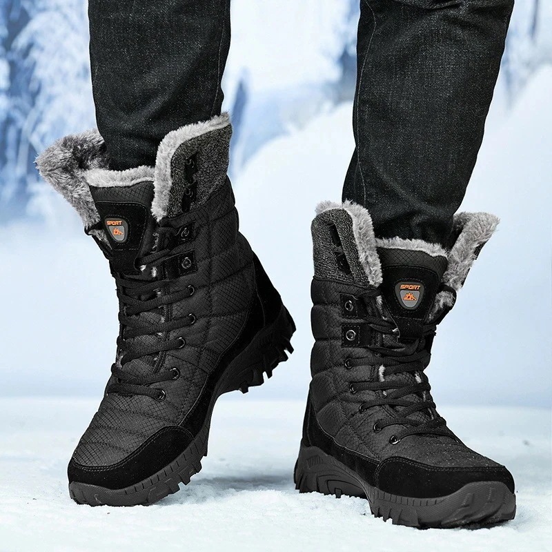 品質いいな品ロングブーツメンズ裏起毛作業用スキーワークブーツボア雪靴シューズカジュアル撥水厚底アウトドア防滑