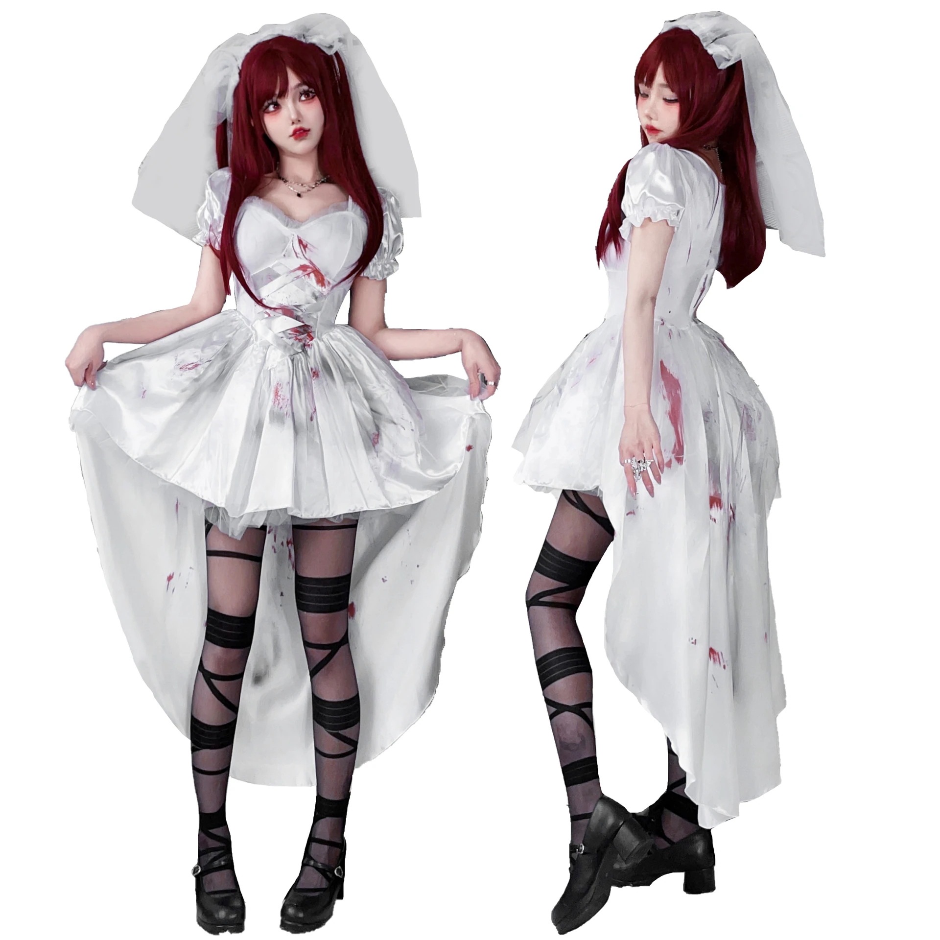 ヨーロッパとアメリカのスタイルのダークゴシックハロウィンコスチューム大人の魔女コスチュームタキシードヴァンパイア花嫁パフォーマンスドレス