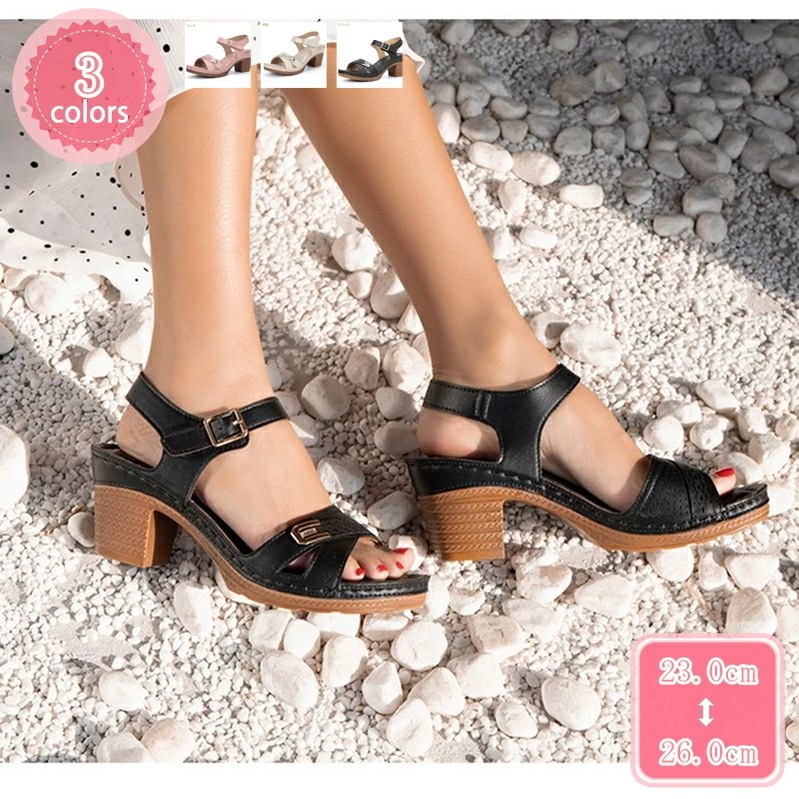 1000円OFFクーポン サンダル レディース 厚底 太ヒール ストラップ 美脚 歩きやすい 履きやすい 疲れにくい コンフォート レトロ エスニック スポーツサンダル 厚底サンダル 軽量 可愛い お