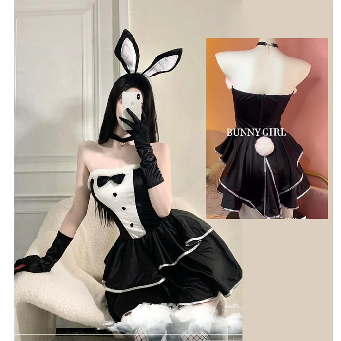 超セクシー 制服 萌え 誘惑 ワンピース コスプレ衣装 サンタクロース バニー 白×黒 S M L LLクリスマス コスチューム バニーガール かわいい サンタ衣装 セクシー パーティー衣装 イベン