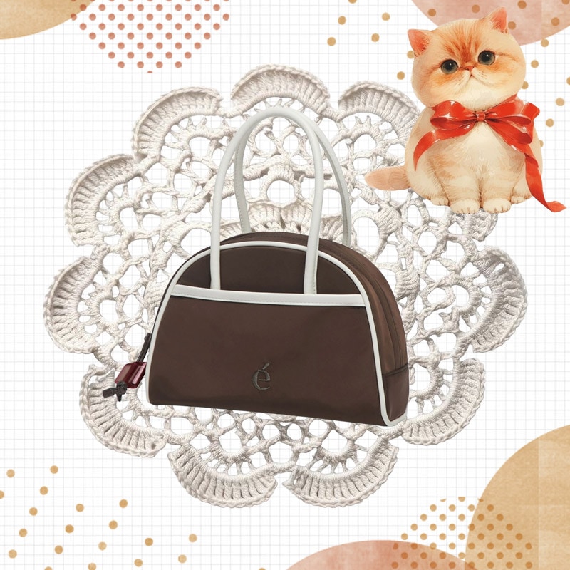 Mini bowling bag Nylon brown color トート 2way 韓国ファッション ブランド 正規品