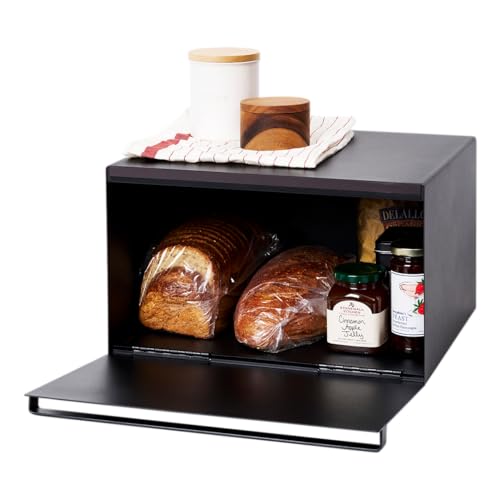 山崎実業(Yamazaki) 【 完成品 】 ブレッドケース ブラック 約W40×D34.5×H24cm タワー tower パンケース 27L 大容量 4353