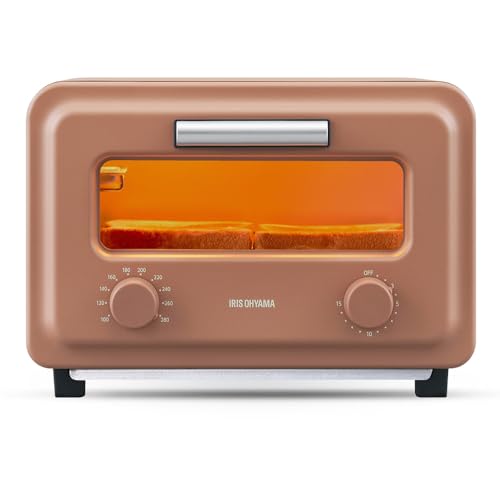 色：テラコッタ アイリスオーヤマ オーブントースター 2枚焼き スチーム 瞬間発熱 時短でより美味し