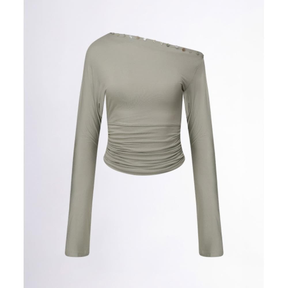 スカルプター Shell Button Sleeve Top Sage SC24A222GR