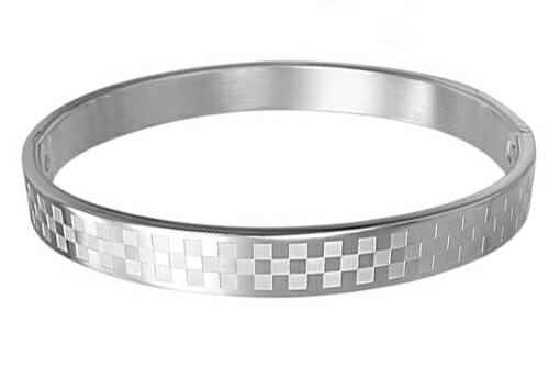チェックリング ステンレス バングル アームレット 腕輪 手首 シンプル 男性 女性 格子 市松模様