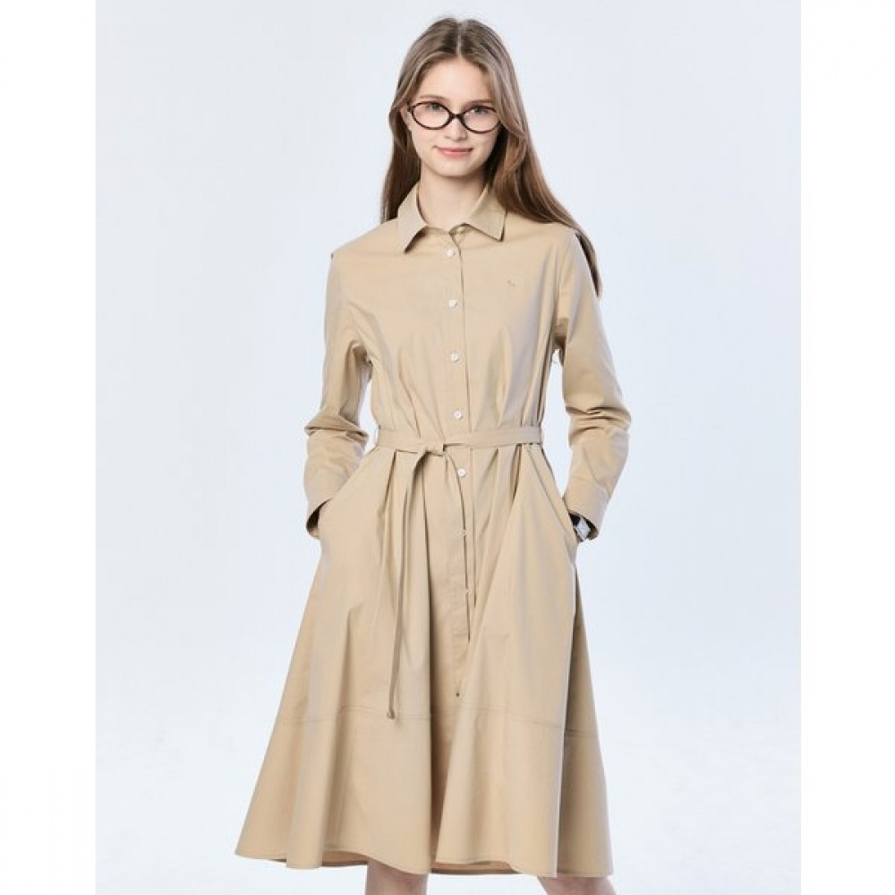 [25SS] クラシックチノシャツワンピース長袖ベージュ HSDR5AC11I2 23,548円