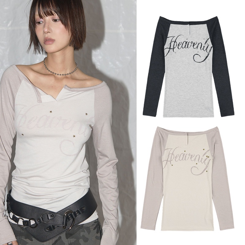 HEAVENLY OFF-SHOULDER LONG SLEEVE ヘブンリーオフショルダーロングスリーブ - (CHARCOAL_BEIGE) 5,568円