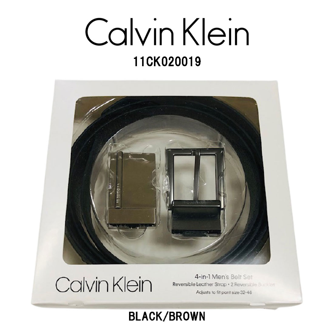 Calvin Klein ck レザー 本革 ベルト BOX セット リバーシブル スーツ ビジネス カジュアル メンズ 11CK020019