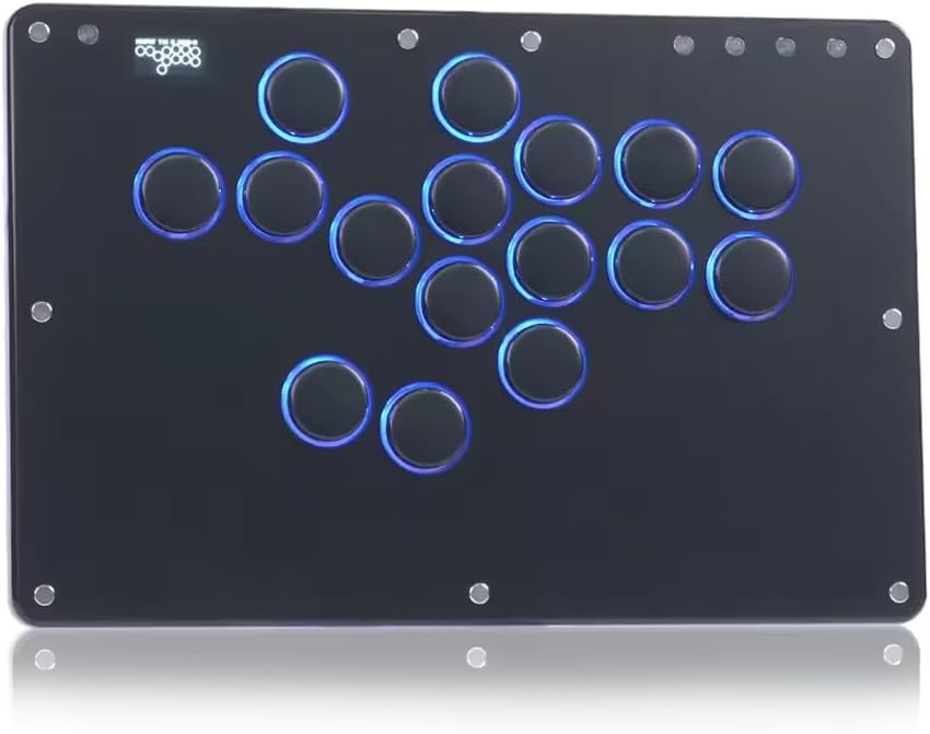 Haute42 アケコン レバーレス レバーレスコントローラー T16 PROブラック ボタン静音強め 押し心地絶秒 スリムで天板広め EVO 大会 膝置き可 無遅延 格闘ゲーム向け For PC S