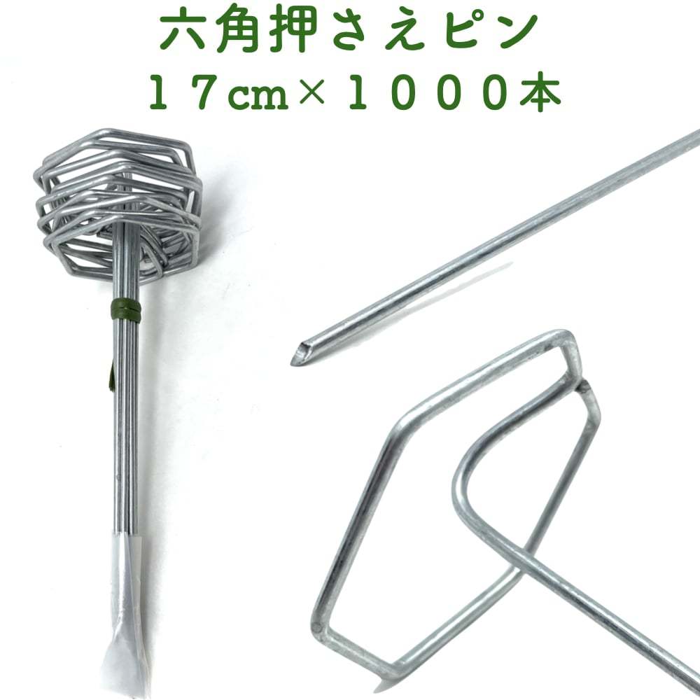 防草シート用 六角固定ピン 17cm 1000本セット　アンカーピン マルチ押さえ 庭