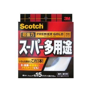 （まとめ）スコッチ 超強力両面テープ プレミアゴールド （スーパー多用途）15mmx10m 10巻