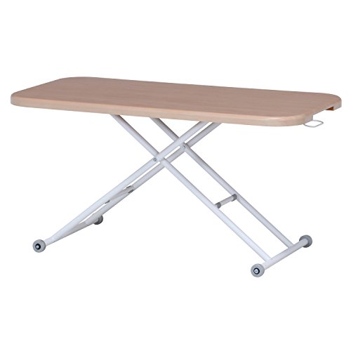 色：ナチュラル 不二貿易 昇降式テーブル 幅120*125*奥行60*高さ12*70cm ナチュラル