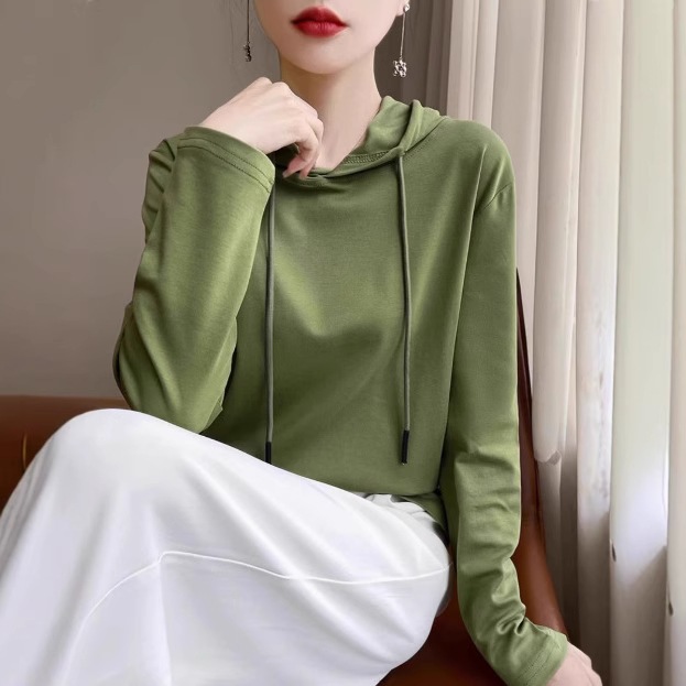 レディース 新作 パーカー スウェットシャツ 2024 春秋 長袖 ニットセーター シルケットコットン フード付き Tシャツ トップス 薄手スタイル