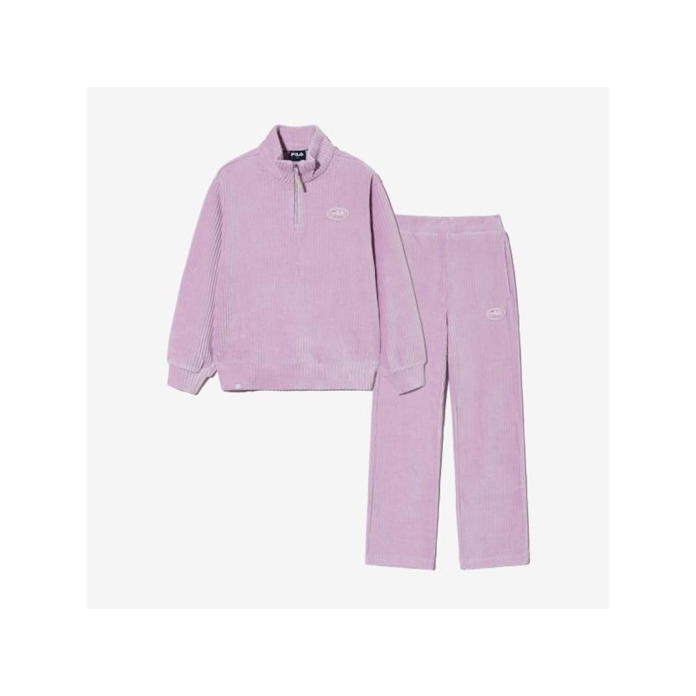 [FILA KIDS] ベロアリブ付きクロップハーフジップトップ&ボトムセット (FK2FSG4102F_MAE) Q0ZFK2FSG4102FMAE
