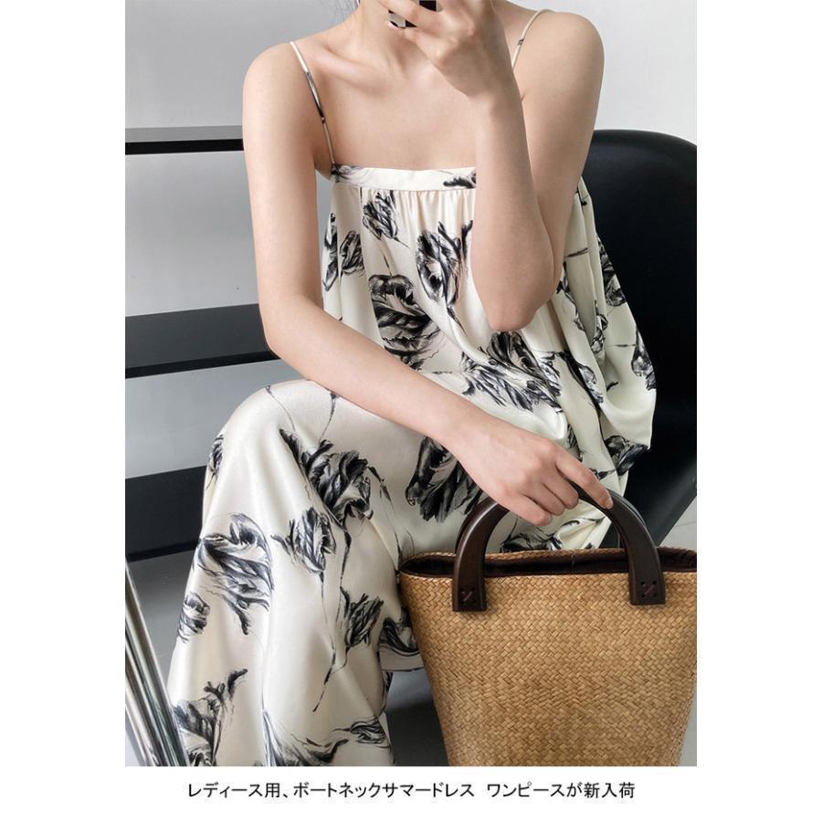 春 夏 キャミワンピース レディース インナー 花柄 ボートネック ノースリーブ マキシ丈 スリット入り ファスナー付き 夏服