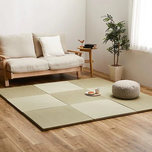 【メーカー直送品】萩原 【12枚組】置き畳 紗彩 約65×65×2.5cm ナチュラル