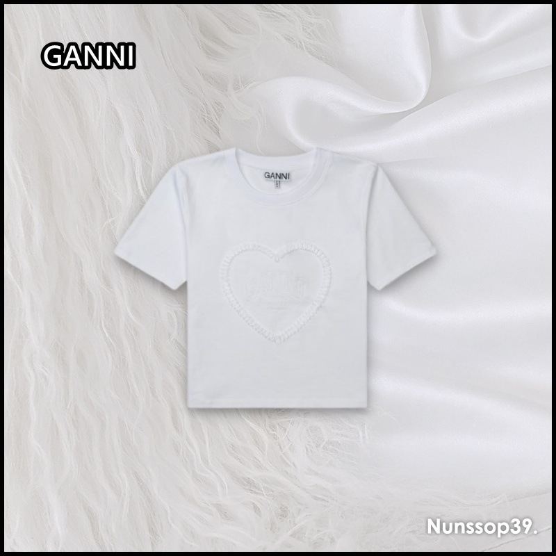 GANNI ハート ラグラン Tシャツ