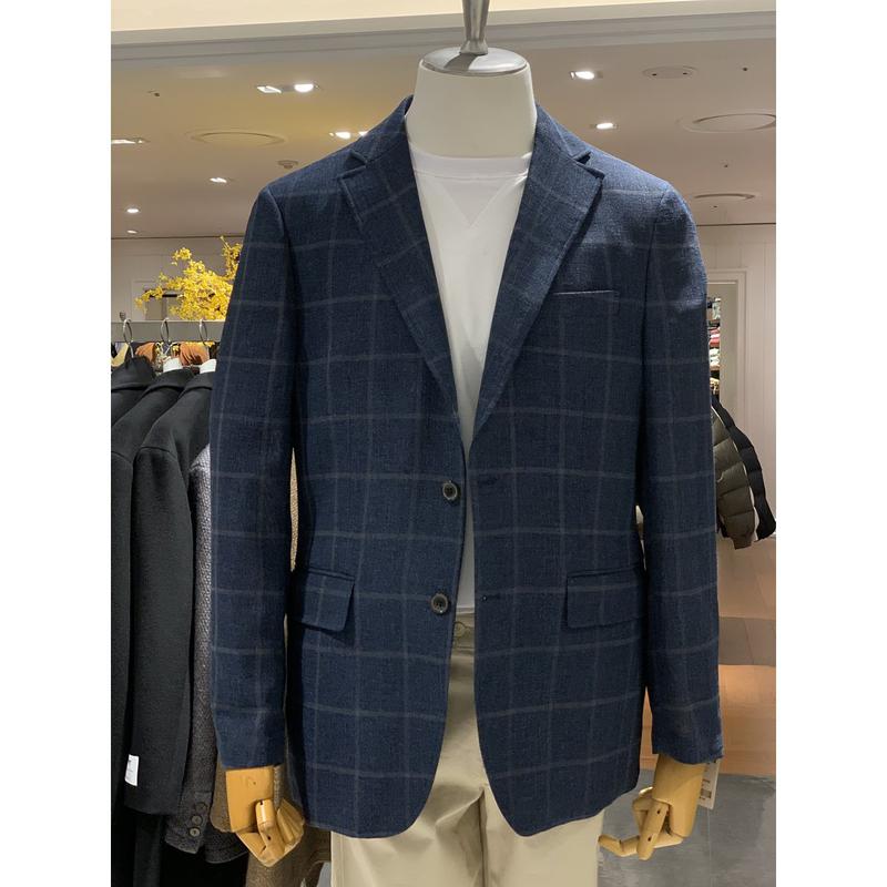 キンロック ウール混紡 クラシック ブルー チェック ジャケット FJJ24