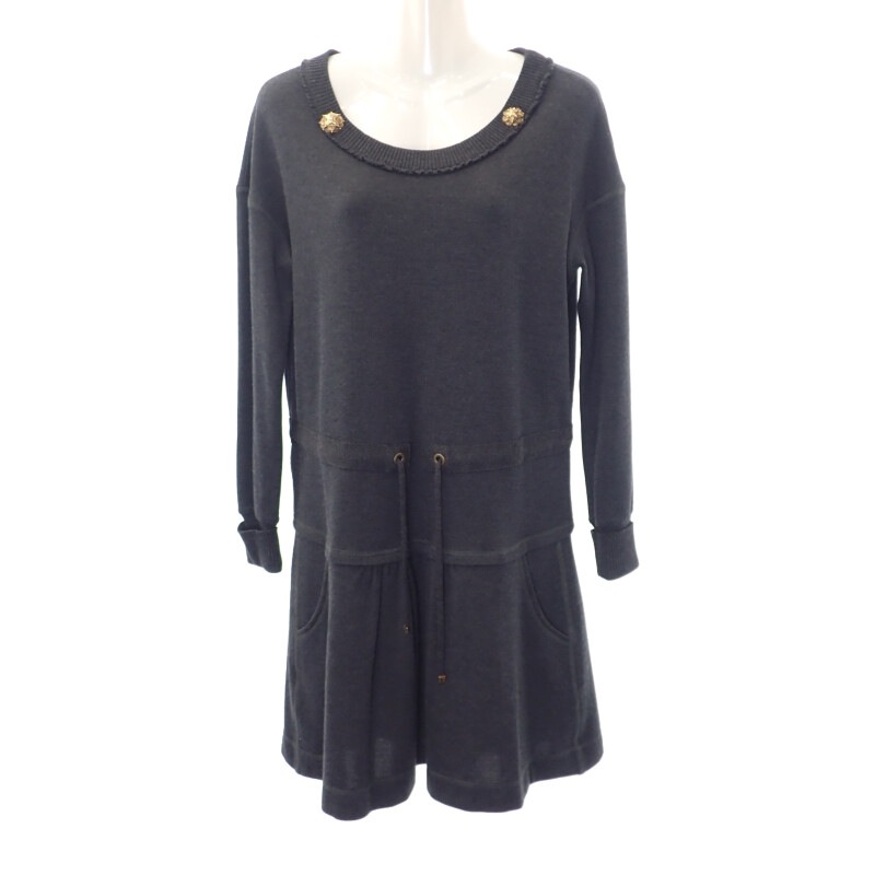 【Aランク】 ワンピース カシミヤ シルク チャコールグレー M レディース【ISEYA】