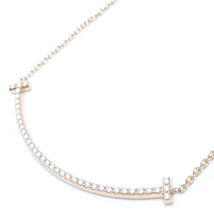 Tスマイル ネックレス スモール ダイヤモンド 750PG ピンクゴールド K18RG ローズゴールド/293016【中古】 149,600円