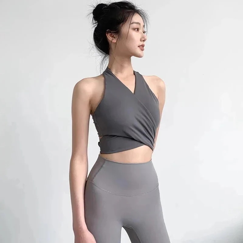韓国ファッション2お家ヨガウェア レディーストレーナー キャミソールカップ付きインナーおしゃれヨガウェア速乾ベスト 46aa1291
