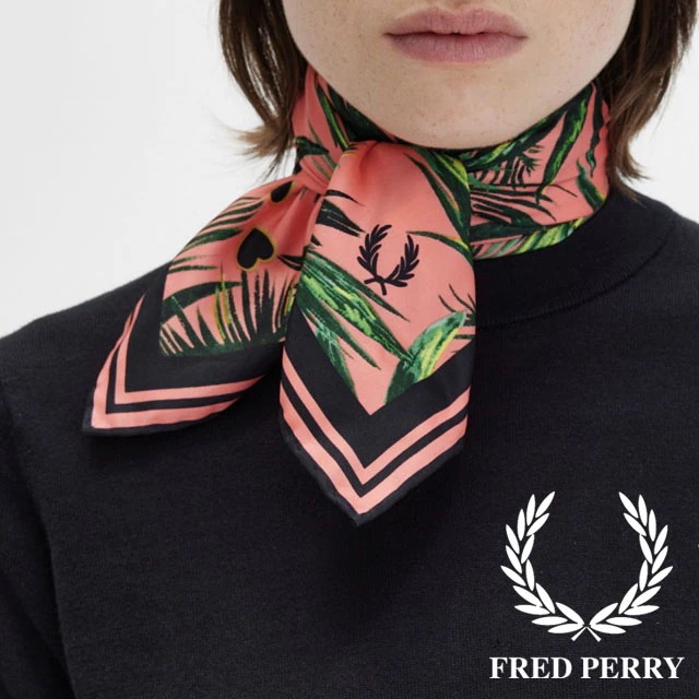 フレッドペリー スカーフ レディース パームプリントスカーフ 総柄 カラフル ヤシの木 トロピカル きれいめ カジュアル ロゴ 月桂樹 ローレル ハート NW5506 エイミーワインハウス財団 コー