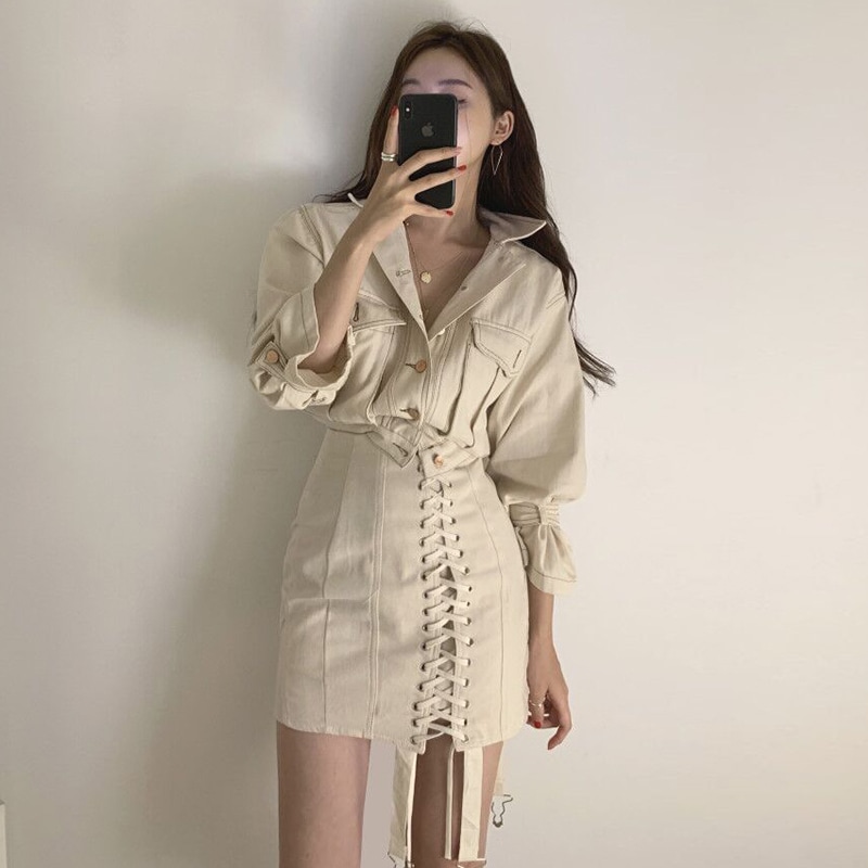 【セットアップ】ショートツーリングジャケット＋ハイウエストストラップAラインスカート 韓国 トレンド a1480