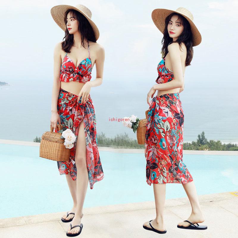 【夏にぴったり！】ビキニ水着 レディース 夏 ビキニ 水着 セパレート 紫外線カット スイムウェア 温泉 おしゃれ シンプル 水遊び 海辺 へそだし タンキニ 3点セット