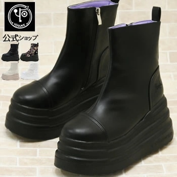 【公式SHOP特典キズ補修液付】 ヨースケ 厚底ブーツ レディース 厚底スニーカー ハイカット 9.5cmトリプルレイヤーソール ファーブーツ 和柄