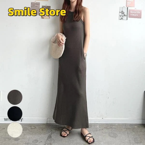ワンピース ポケット付き カップ付きアメスリワンピース レディース シンプル カジュアル かわいい ロング丈 カップ付き リブ / 無地 アメリカンスリーブ 1790