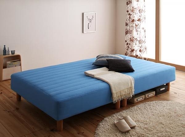 新色寝心地が選べる 20色カバーリングボンネルコイルマットレスベッド 脚30cm アースブルー シングル 人気新品 最大68%OFFクーポン