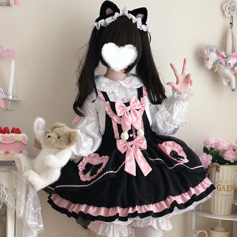 [スイートハートラビット]ロリータドレスかわいいつぼみスカートjskサスペンダードレス秋