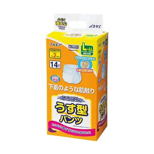 （まとめ）カミ商事 エルモア いちばんうす型パンツ L-LL 1セット（56枚：14枚×4パック）(×3セット)
