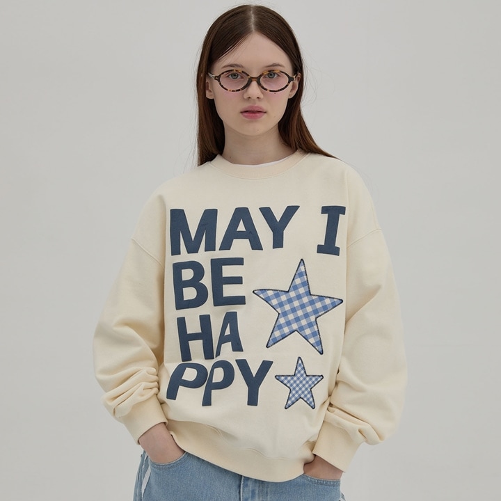 MAY I BE HAPPY MTM スウェットシャツ IVORY