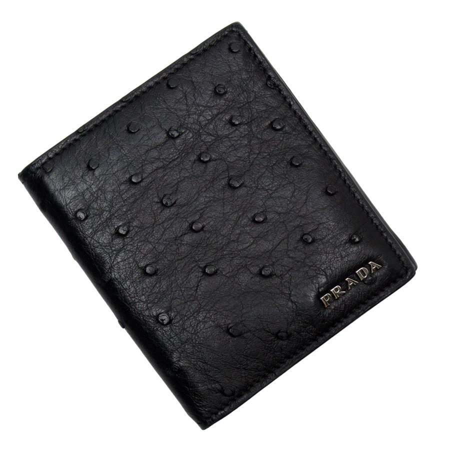 プラダ PRADA 札入れ オーストリッチ ブラック メンズ t19404g