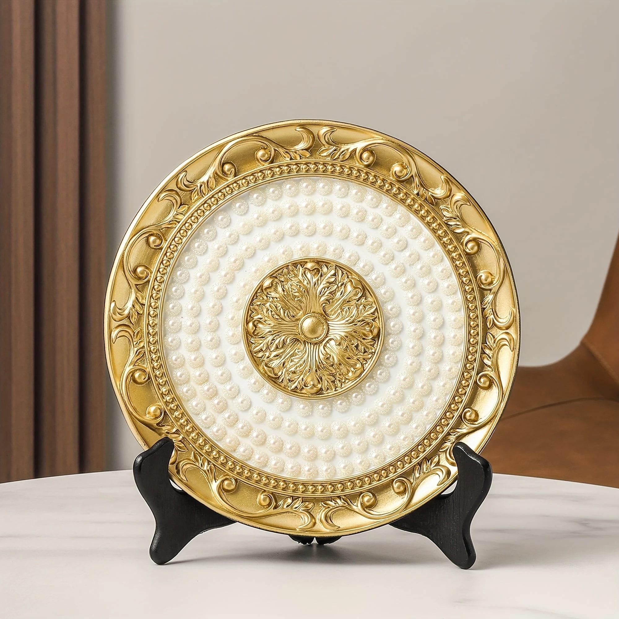 ディスプレイプレート 飾り皿 アート 置物 オブジェ ディスク 彫刻 ゴージャス 高級感 装飾 デコレーション ゴールド おしゃれ インテリア