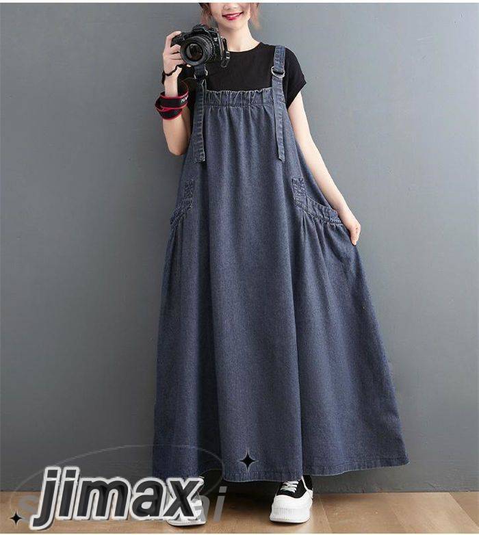 ジャンパースカート レディース デニム ワンピース サロペットスカート キャミワンピース 重ね着 ゆったり ワンピ ロングワンピース オールインワン ジャンパー サロペット スカート マキシ丈 オーバ