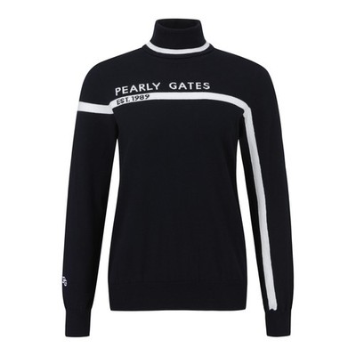 正規品 PEARLY GATES GOLF レディース コットンブレンド カラーブロック タートルネック セーター