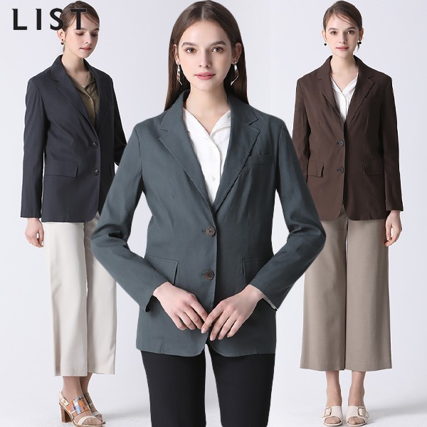 リスト リネン ツーボタン シングル ジャケット