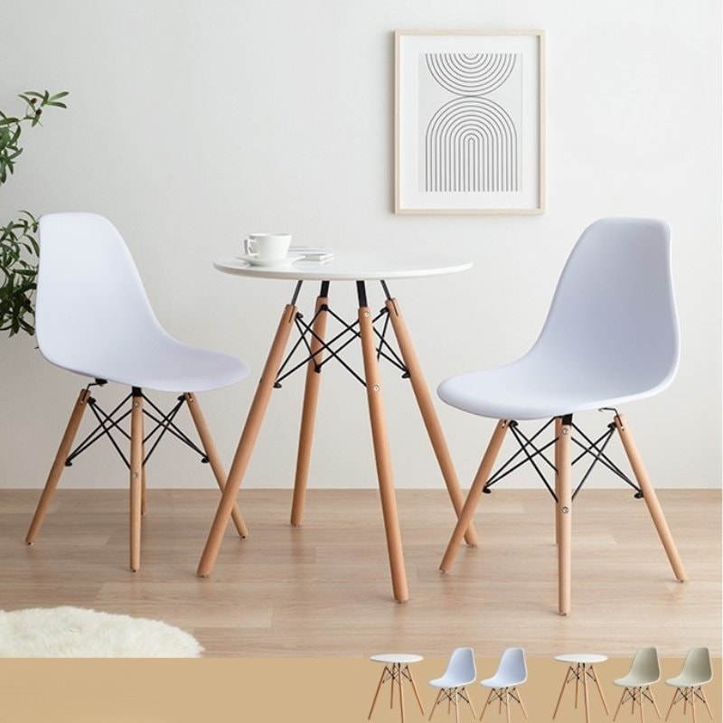 3点セット イームズ テーブル DSW チェア 2脚 ホワイト グレージュ 北欧 インテリア 韓国 シンプル 1人暮らし テレワーク 在宅ワーク