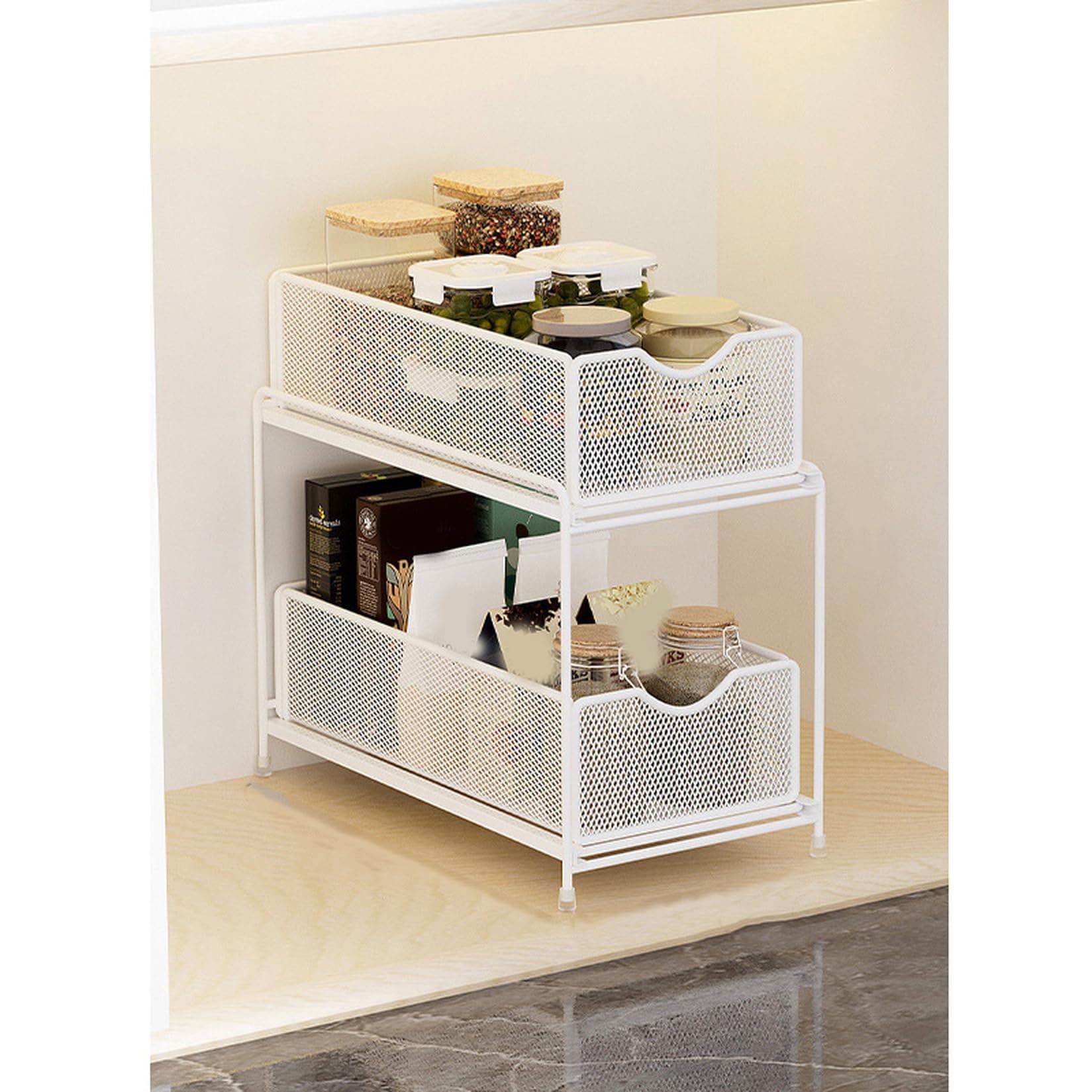 [YXSNG] シンク下ラック 収納 スライド 大容量 引き出し 2段 3段 キッチン収納 洗面台下 収納ラック キッチンラック 台所 整理収納 キッチンストッカー スチール製丈夫 シンク下収納ラック