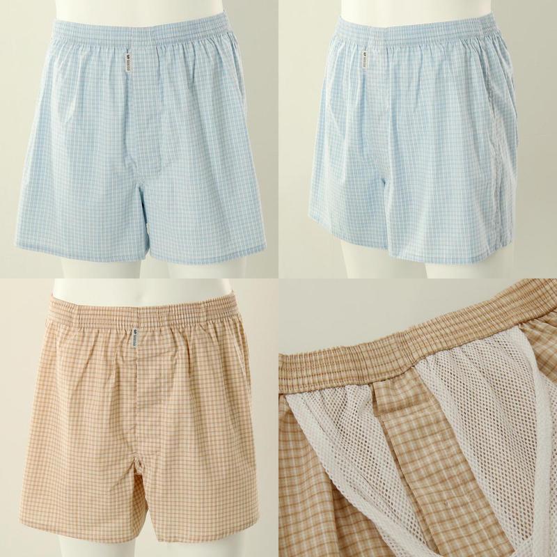 先染めチェック男性メッシュ機能性トランクス SWMP5180BCSG