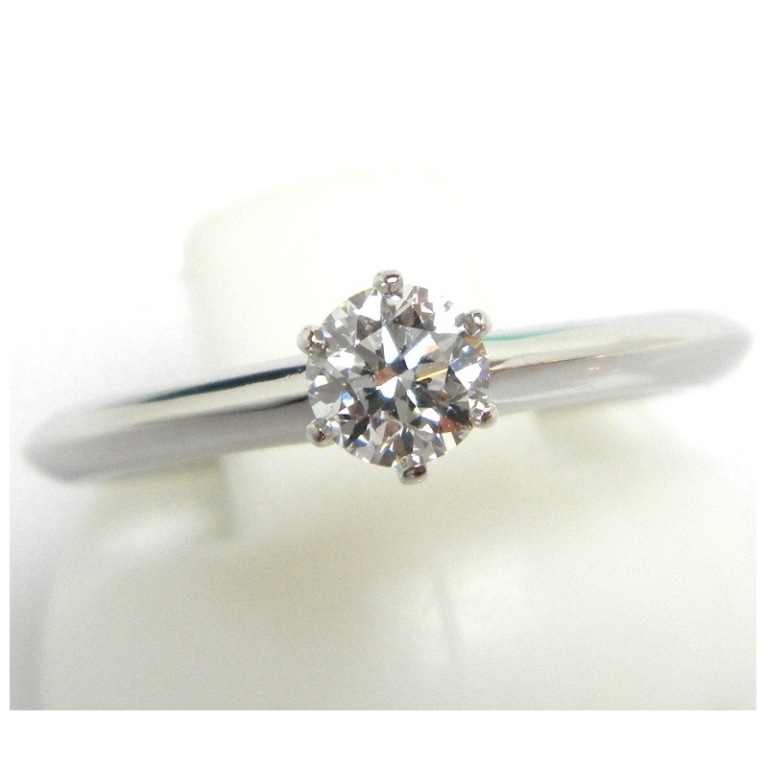 ﾃｨﾌｧﾆｰ ﾀﾞｲﾔ立爪指輪 Pt950 0.30ct F-VVS2 #8.5 【中古】 (19571)