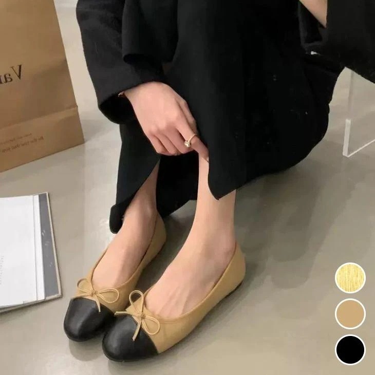 【期間限定】バイカラー リボン付き パンプス PU 合皮 サテン風 ツイード風 【ash406-660】【予約販売：15-20日】宅込