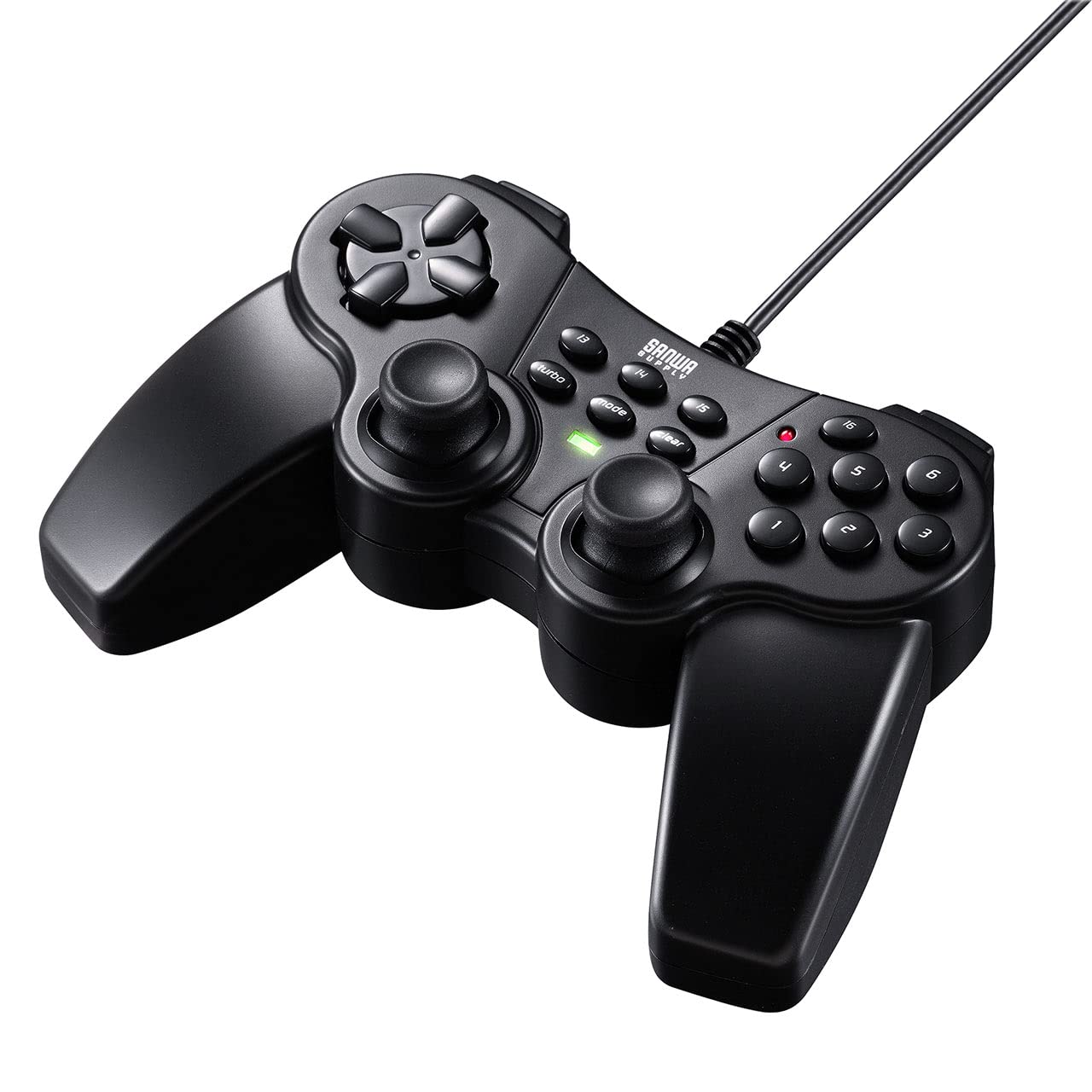 最安値挑戦 サンワダイレクト ゲームパッド 16ボタン 全ボタン連射対応 Xinput対応 振動機能付 windows専用 マットブラック 400-JYP62UMBKX