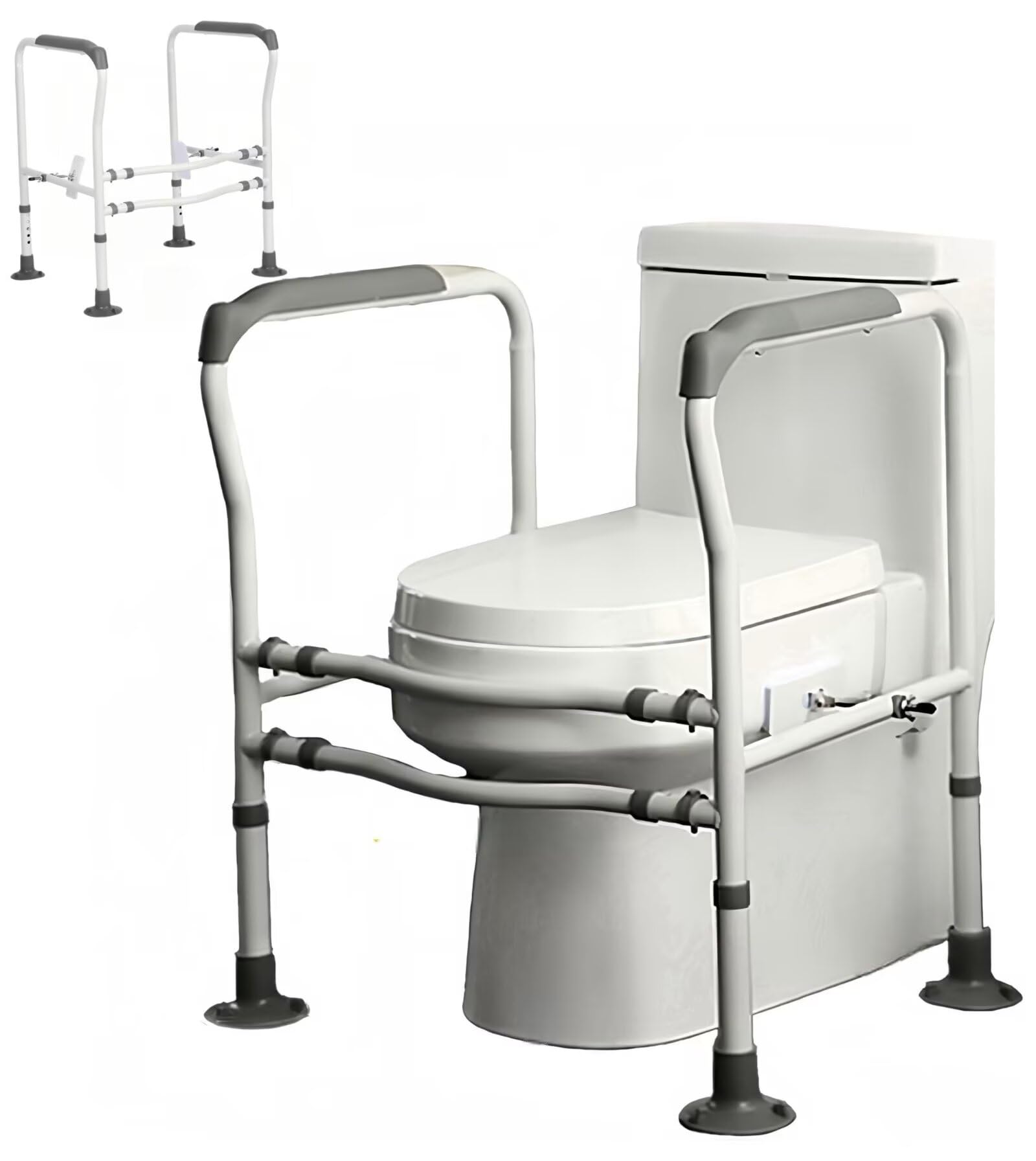 【最新昇級版】トイレ 手すり トイレ 立ち上がり手すり 最大耐荷重は200kg 高さ 幅 調節可能 吸盤付き 滑り止め 転倒防止 工事不要 組立簡単 高齢者 妊娠 身体障害者 日本語説明書付き