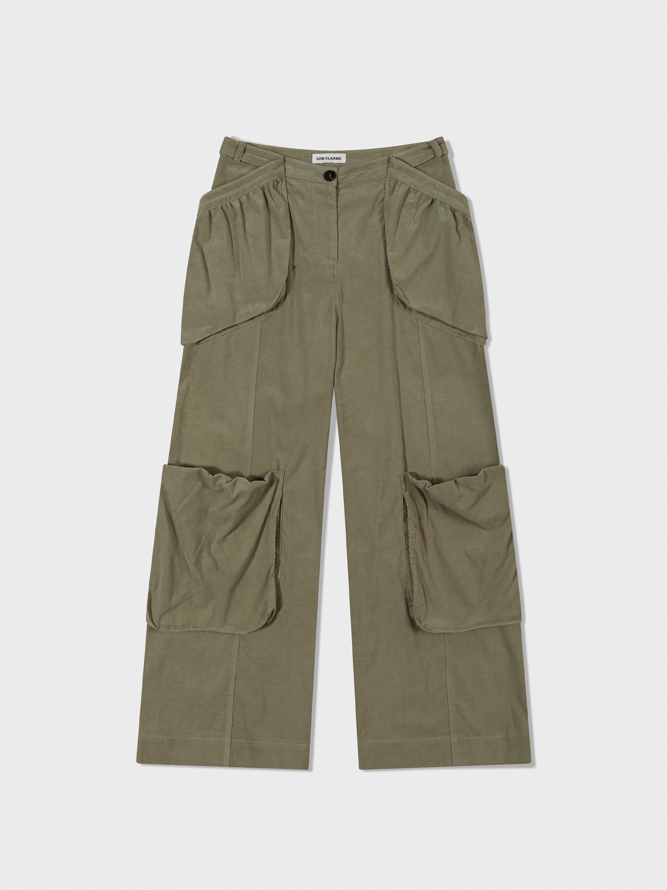 【LOW CLASSIC】 CORDUROY BUBBLE POCKET PANTS : KHAKI