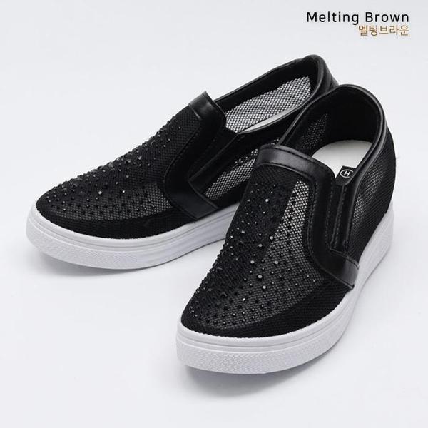 女性用厚底スニーカーメッシュスリッポンJB8