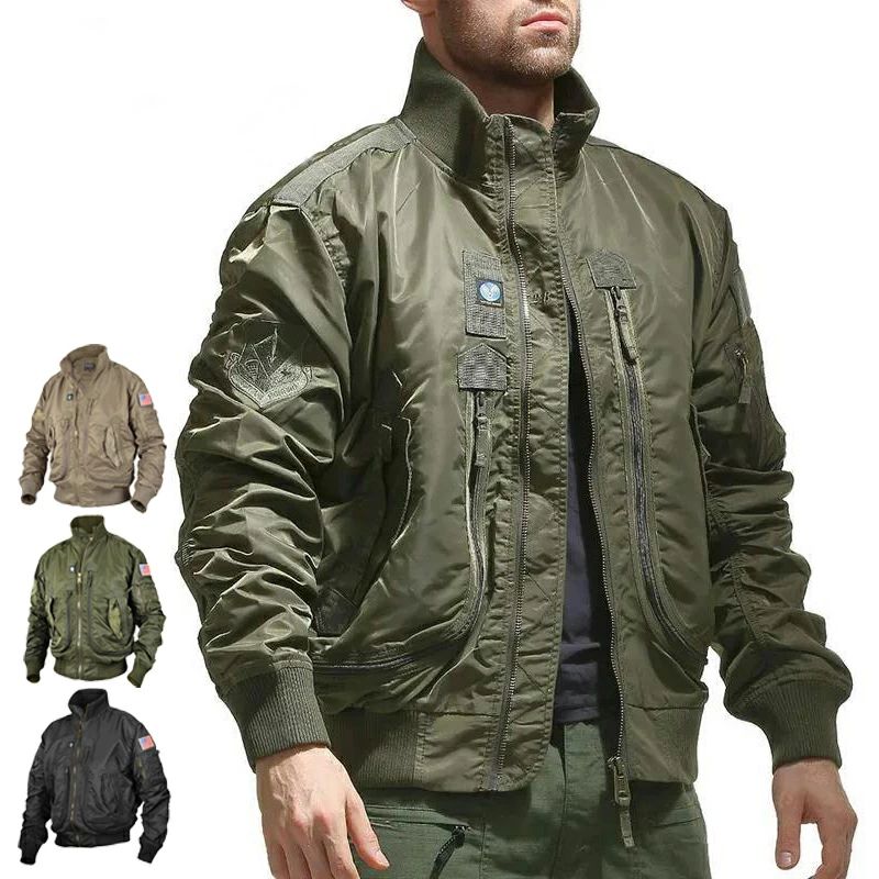 ミリタリージャケット メンズ おしゃれ MA-1 フライトジャケット バイクジャケット アウター ブルゾン 立ち襟 春 秋 冬 コート 無地 軍事風 カジュアル サイズM3XL