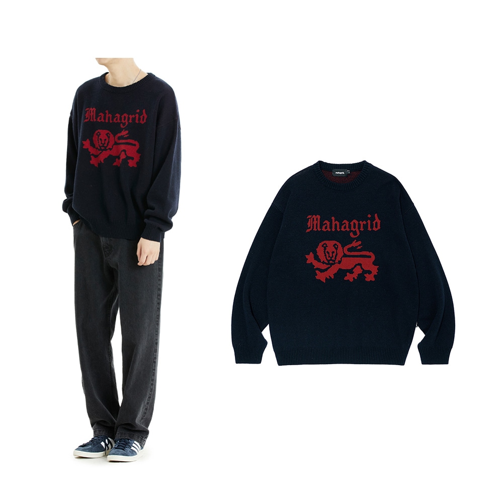 StrayKids着用/ライアンニットセーター_navy/韓国の人気商品 大学生ファッション ユニセックス 冬ニット